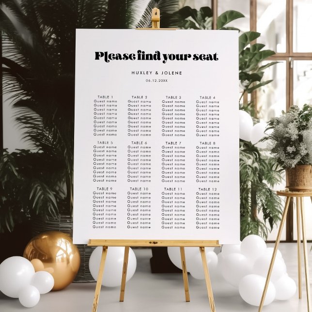 Vintage Retro Script Wedding Seating Chart Sign (Creator Uploaded)