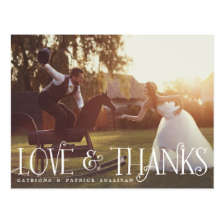 Vintage Retro Script Wedding Thank You Postcard