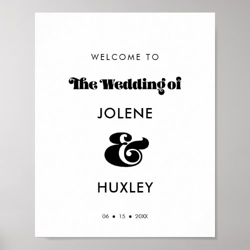 Vintage retro script wedding Welcome sign