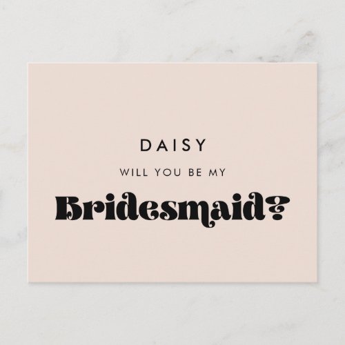 Vintage retro script Will you be my bridesmaid Postcard