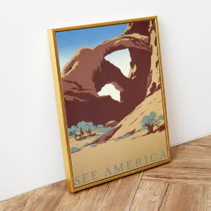 Vintage Retro See America Arches National Park Poster
