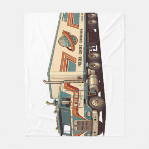 Vintage Retro Semi Truck Fleece Blanket