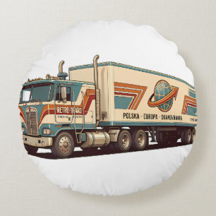 Vintage Retro Semi Truck Throw Pillow 