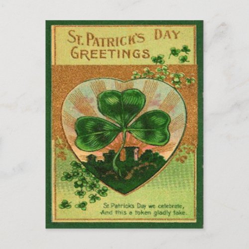 Vintage Retro Shamrock St Patricks Greeting Card