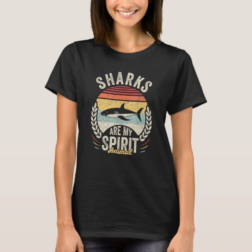 Vintage Retro Sharks Are My Spirit Animal Shark   T_Shirt