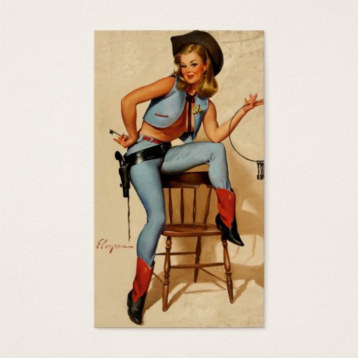 Customizable Vintage Retro Gil Elvgren Sheriff Pin Up Girl Business Card Templates