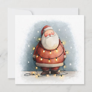 Vintage Retro Simple Christmas Tree Santa Claus Holiday Card