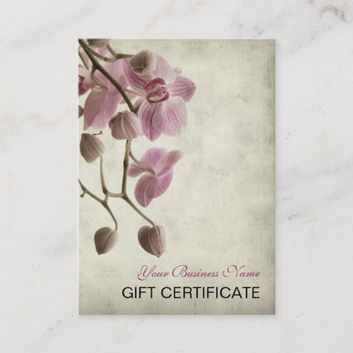 Vintage Retro Simple Floral Gift Certificate Business Card Template