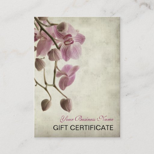 Customizable Vintage Retro Simple Floral Gift Certificate Business Card Template