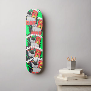 vintage retro simple skateboard cat