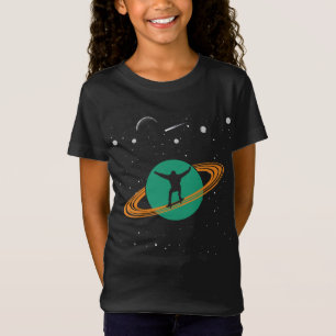 Vintage Retro Skateboarder In Saturn Solar System T-Shirt