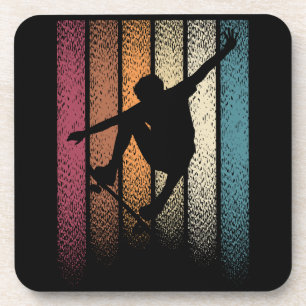 Vintage Retro Skateboarding Beverage Coaster