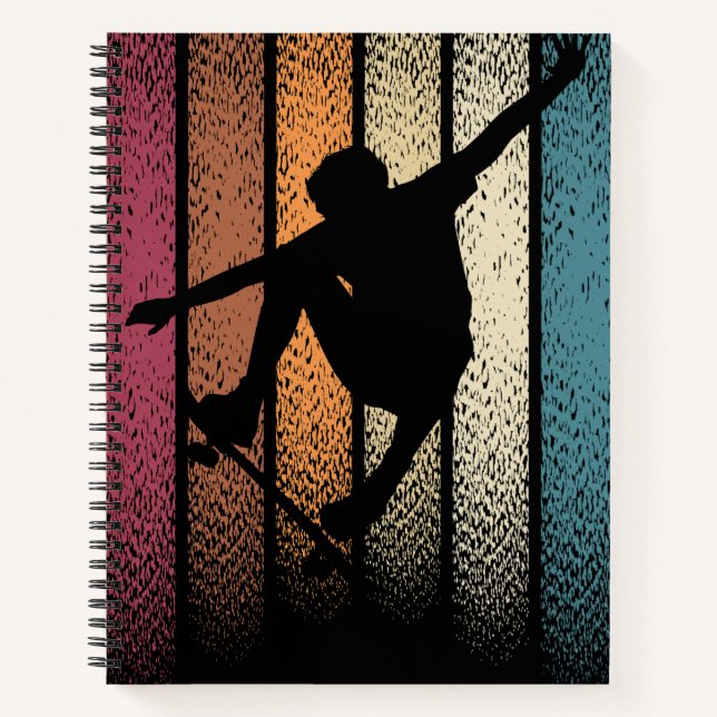 Vintage Retro Skateboarding Notebook (Front)