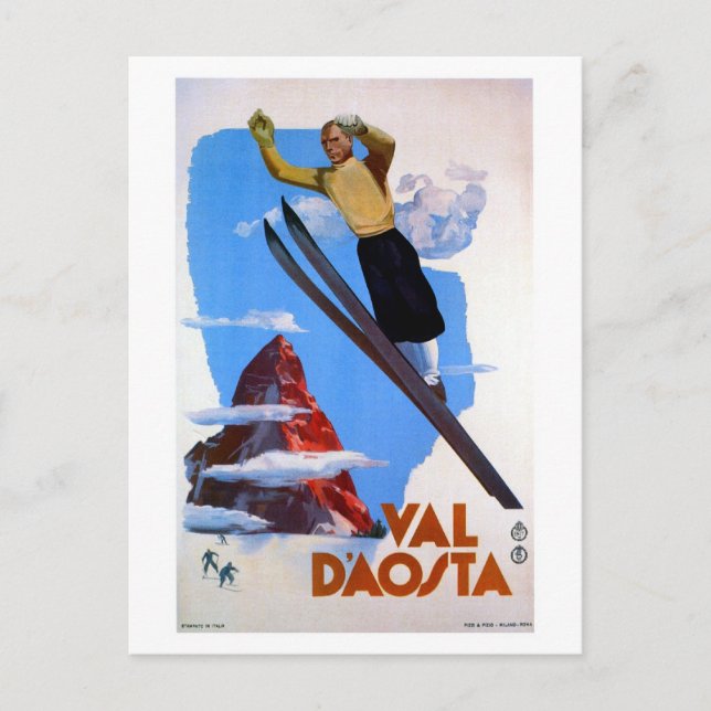 Vintage retro ski jumping Italian travel Postcard (Front)