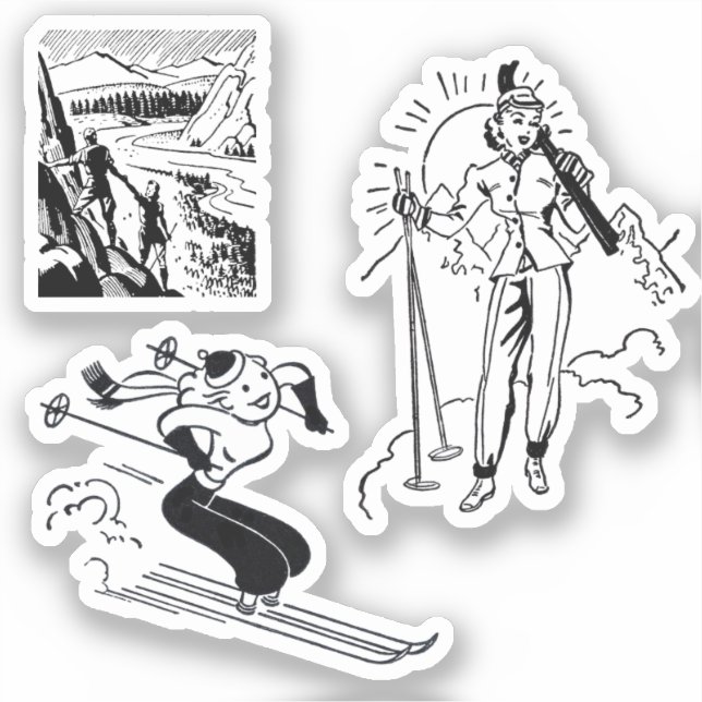 Vintage/Retro Ski Stickers (Front)