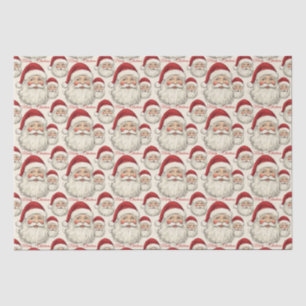Vintage Retro Smiling Santa Face Tissue Paper