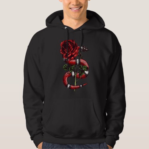 Vintage Retro Snake and Rose Embroidery Gift Hoodie