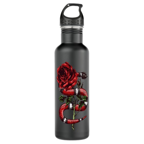 Vintage Retro Snake and Rose Embroidery Gift Stainless Steel Water Bottle
