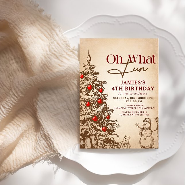 Vintage Retro Snowman Christmas Birthday Party Invitation (Creator Uploaded)