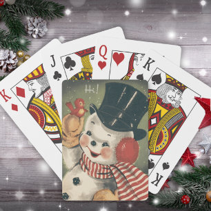 Vintage Retro Snowman Christmas Holiday Poker Cards