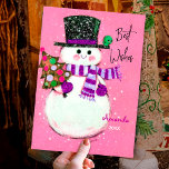 Vintage retro snowman Christmas new year Holiday Card<br><div class="desc">Vintage retro snowman Christmas new year Holiday greeting card. Vintage cute glittery Christmas card. Perfect for vintage collectors or for sending cards out to family or friends for the holiday season. This design can also be transferred onto any product on zazzle including a folded holiday card. You can personalize it...</div>