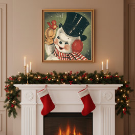 Vintage Retro Snowman Holiday Poster