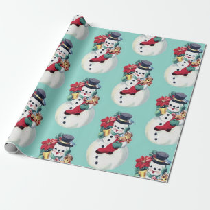 Vintage retro snowman wrapping paper