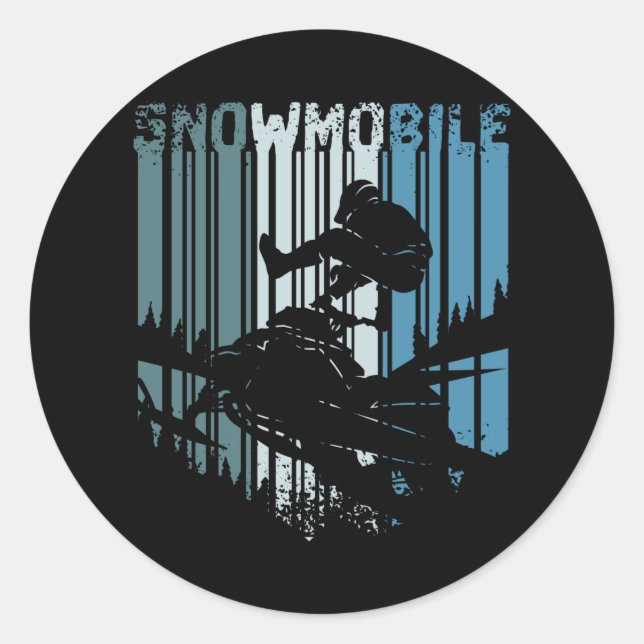 Vintage Retro Snowmobile Classic Round Sticker (Front)