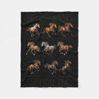 Vintage Retro So Many Horse So Little Time  Fleece Blanket
