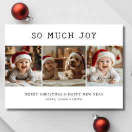 Vintage Retro So Much Joy Baby Dog Christmas Photo Holiday Card