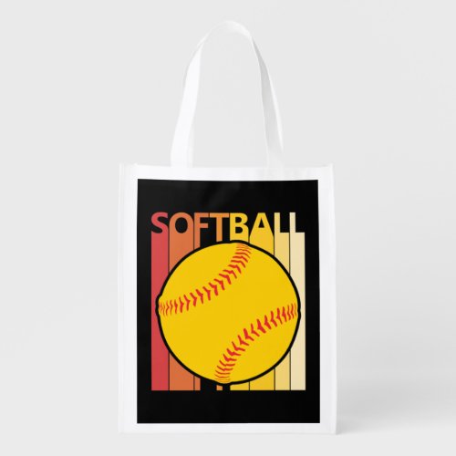 Vintage Retro Softball Grocery Bag