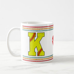 Vintage Retro Softball Letter K Artwork Coffee Mug