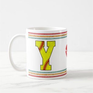 Vintage Retro Softball Letter Y Old School Coffee Mug