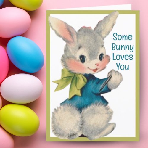 Vintage Retro Some Bunny Loves You Custom Easter Holiday Card