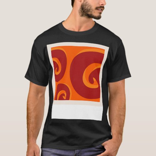 Vintage retro spirals orange posterart 60s style T_Shirt