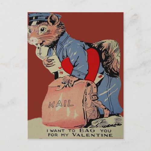 Vintage Retro Squirrel Mailman Valentine Card