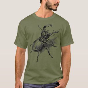 Vintage retro stag beetle scientific entomology T-Shirt