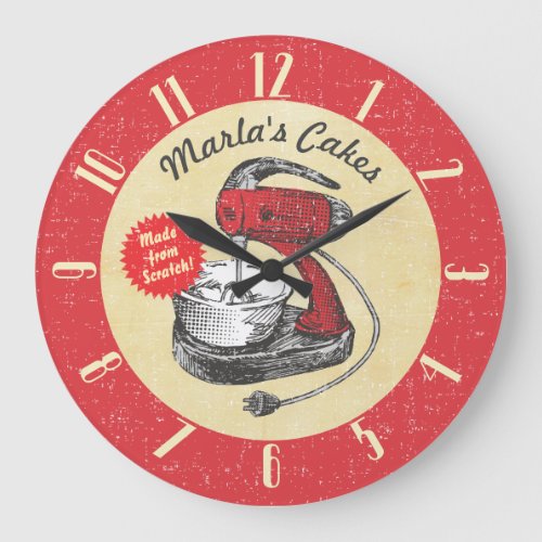 Vintage retro stand mixer personalized kitchen lar large clock