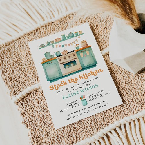 Vintage Retro Stock the Kitchen Bridal Shower  Invitation