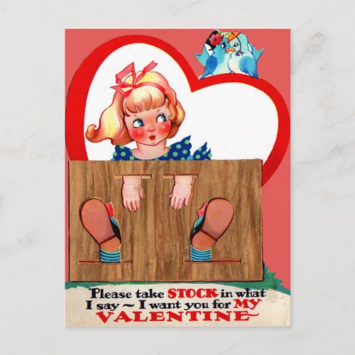 Vintage Retro Stockade Valentine Card
