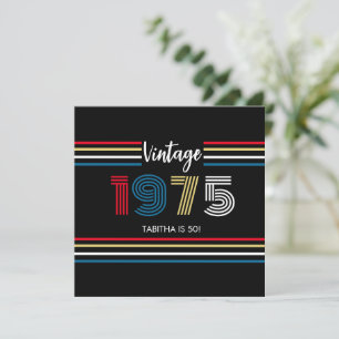 Vintage Retro Stripe 1975 Primary Colors Thank You Card