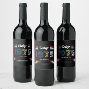 Vintage Retro Stripe 1975 Primary Colors Wine Label