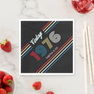 Vintage Retro Stripe 1976 50th birthday or Reunion Napkins