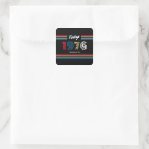 Vintage Retro Stripe 1976 50th birthday or Reunion Square Sticker