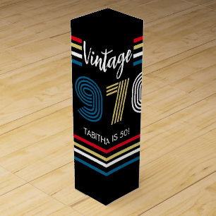 Vintage Retro Stripe 1976 Primary Colors Wine Box