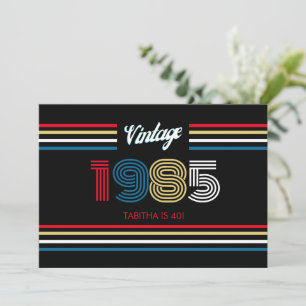Vintage Retro Stripe Cassette Primary Colors Invitation