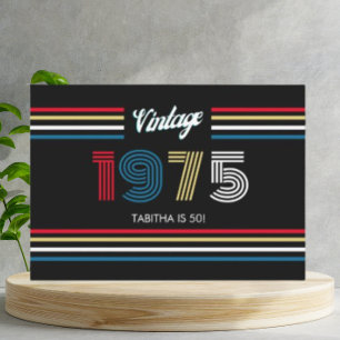 Vintage Retro Stripe Primary Colors 1975 Invitation