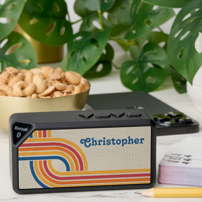 Vintage Retro Stripes - 70s themed Background Bluetooth Speaker (Insitu(Table))