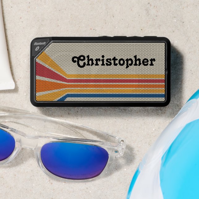 Vintage Retro Stripes - 70s themed Background Bluetooth Speaker (Insitu(Beach))