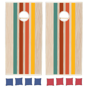 Vintage Retro Stripes Cornhole Set